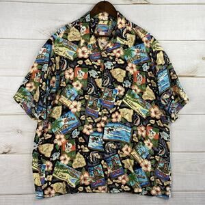 Joe Kealoha’s Men's Hawaiian Shirt 2XL Floral Beach Print Short Sleeve Button Up